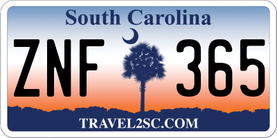 SC license plate ZNF365