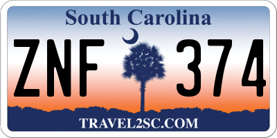 SC license plate ZNF374