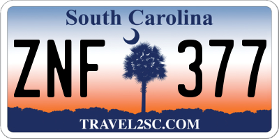 SC license plate ZNF377