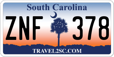 SC license plate ZNF378