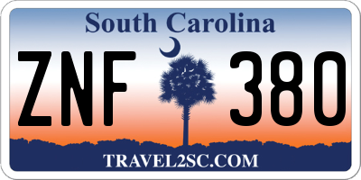 SC license plate ZNF380