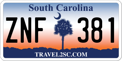 SC license plate ZNF381