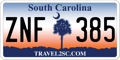 SC license plate ZNF385