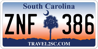 SC license plate ZNF386