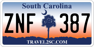 SC license plate ZNF387