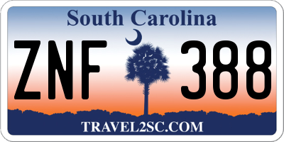SC license plate ZNF388