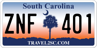SC license plate ZNF401