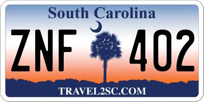 SC license plate ZNF402