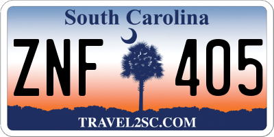 SC license plate ZNF405