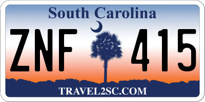 SC license plate ZNF415