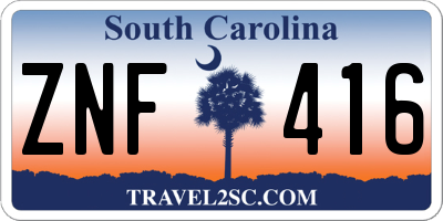 SC license plate ZNF416