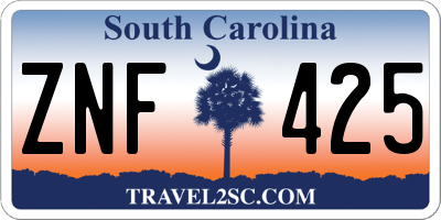 SC license plate ZNF425