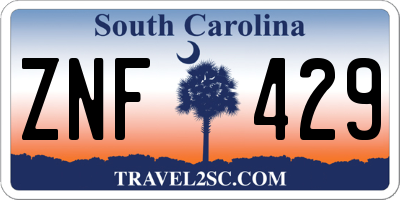 SC license plate ZNF429