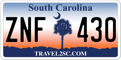 SC license plate ZNF430