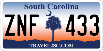 SC license plate ZNF433