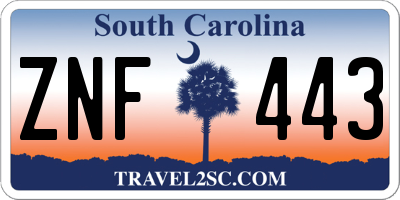 SC license plate ZNF443
