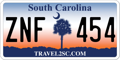 SC license plate ZNF454