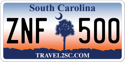 SC license plate ZNF500