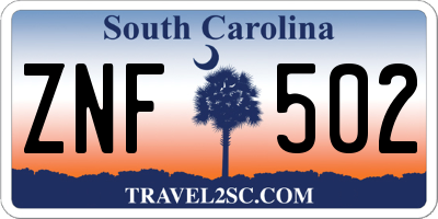 SC license plate ZNF502