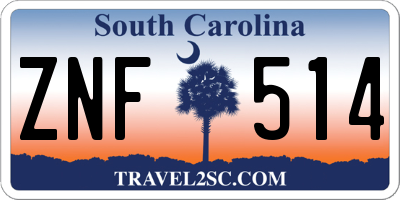 SC license plate ZNF514