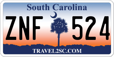 SC license plate ZNF524