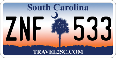 SC license plate ZNF533