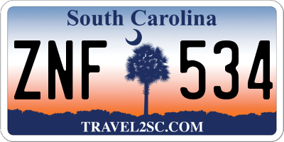 SC license plate ZNF534