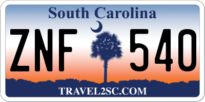 SC license plate ZNF540
