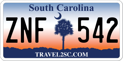 SC license plate ZNF542