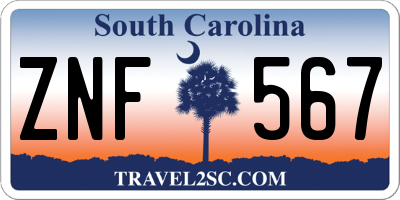 SC license plate ZNF567