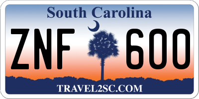 SC license plate ZNF600