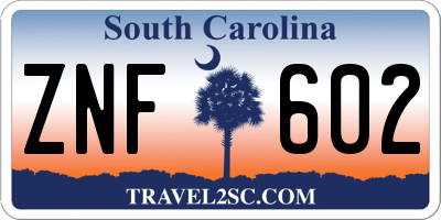 SC license plate ZNF602