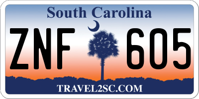 SC license plate ZNF605