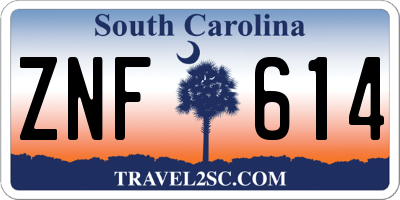 SC license plate ZNF614