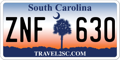 SC license plate ZNF630