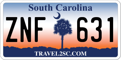 SC license plate ZNF631