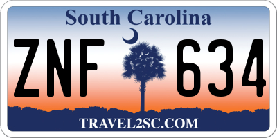 SC license plate ZNF634