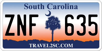 SC license plate ZNF635