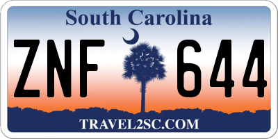 SC license plate ZNF644