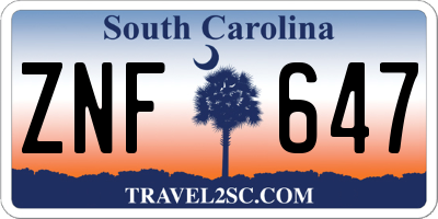 SC license plate ZNF647