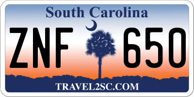 SC license plate ZNF650