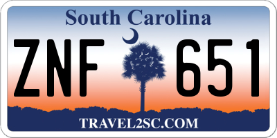 SC license plate ZNF651