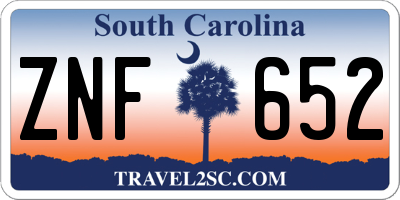 SC license plate ZNF652