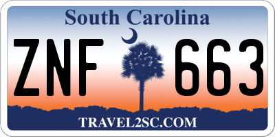 SC license plate ZNF663