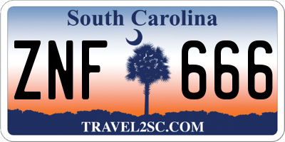 SC license plate ZNF666