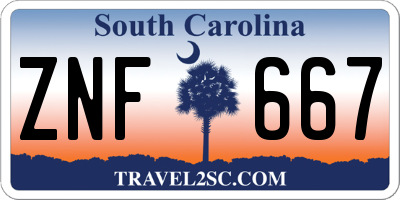 SC license plate ZNF667