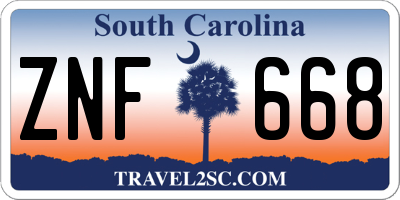 SC license plate ZNF668