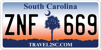 SC license plate ZNF669
