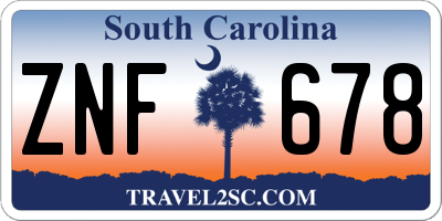 SC license plate ZNF678