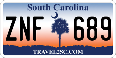 SC license plate ZNF689